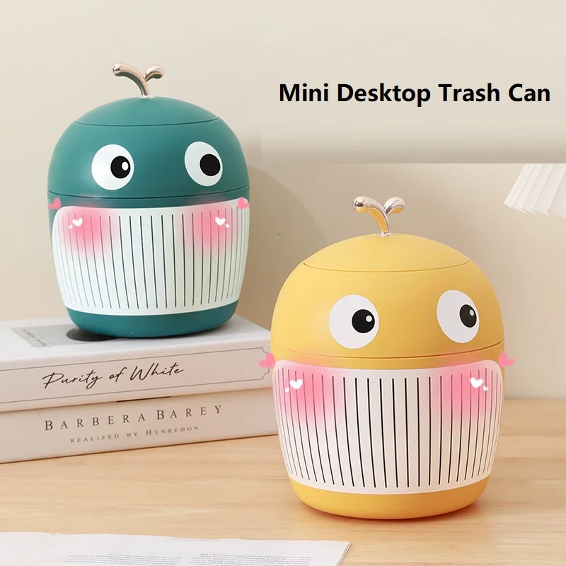 

23x17 cm Little Whale Shape Mini Desktop Trash Can 3.5L Household Living Room Tabletop Trashbox for Desk Car Trash Bin