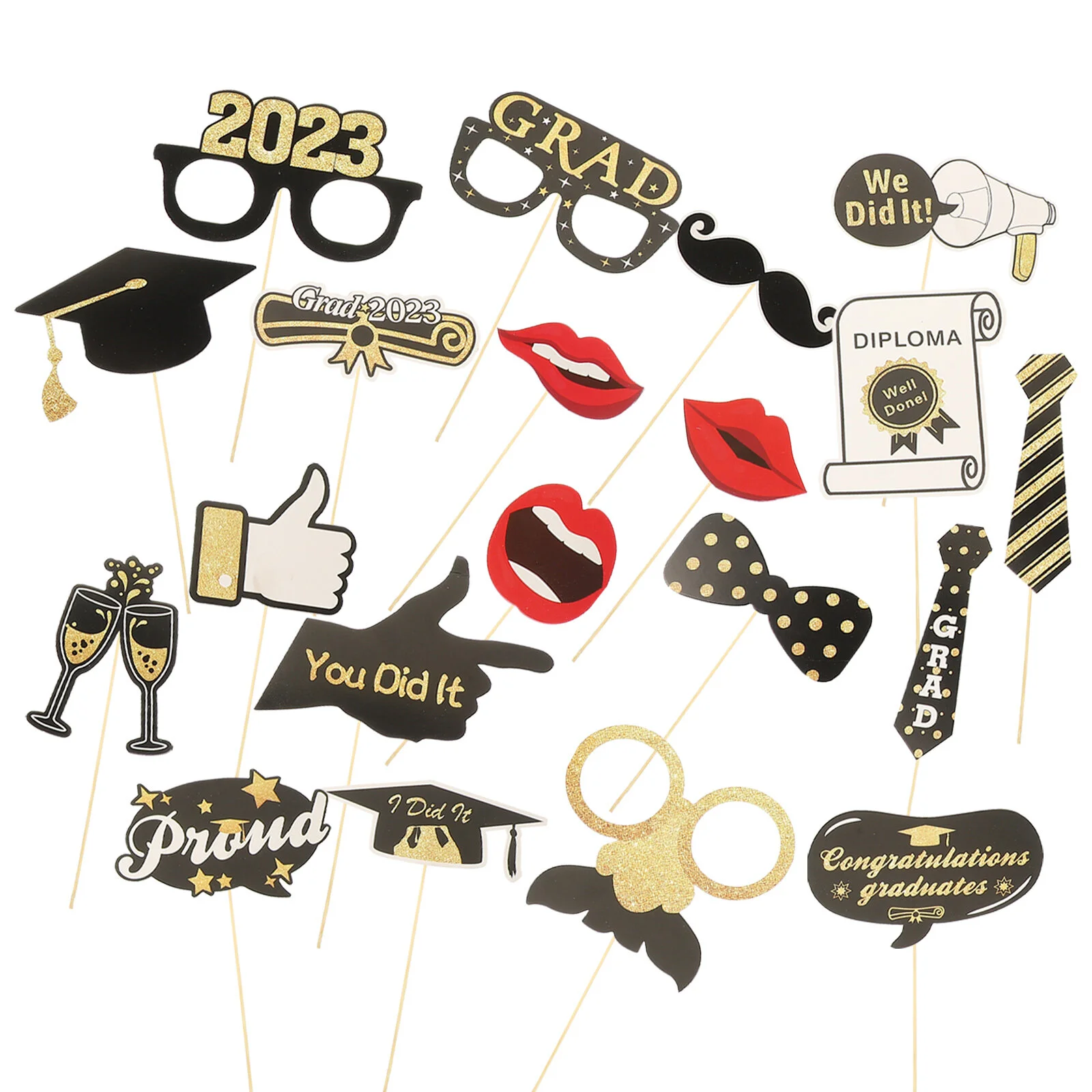 

20 Pcs Suite Photo Props Makeup Stuff Party Supplies Booth Funny Graduation Themed Glasses Favors