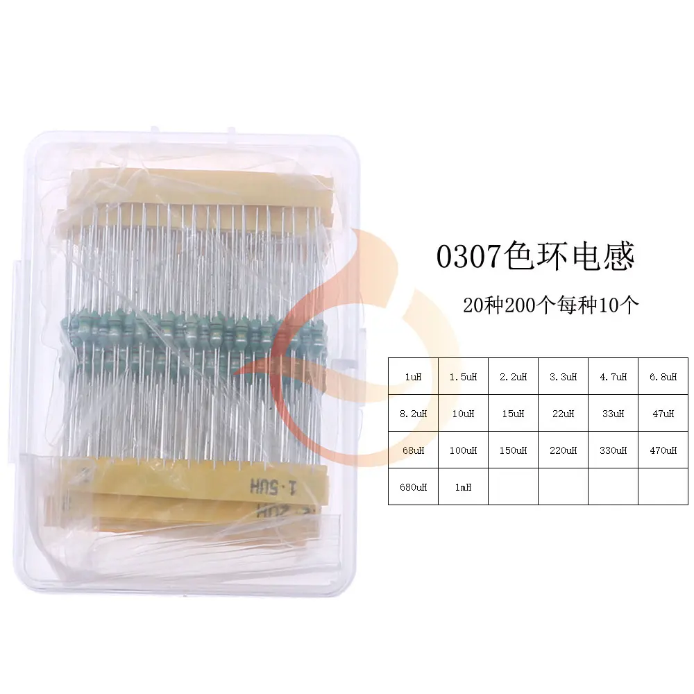 20 значений 200 шт. 0307 цветной кольцевой индуктор набор в ассортименте 1uh-4 7 мгн 1/4 Вт