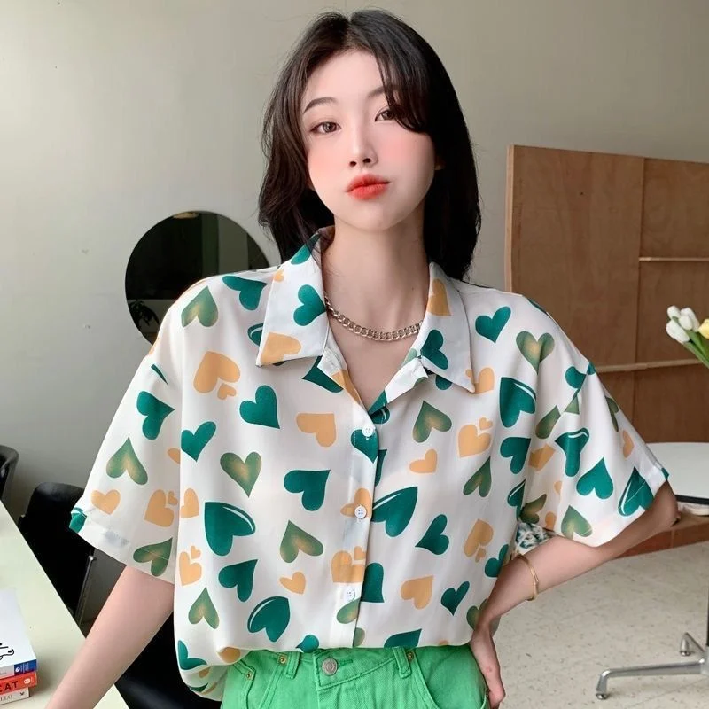 Женская модная повседневная Свободная рубашка с коротким рукавом новая летняя