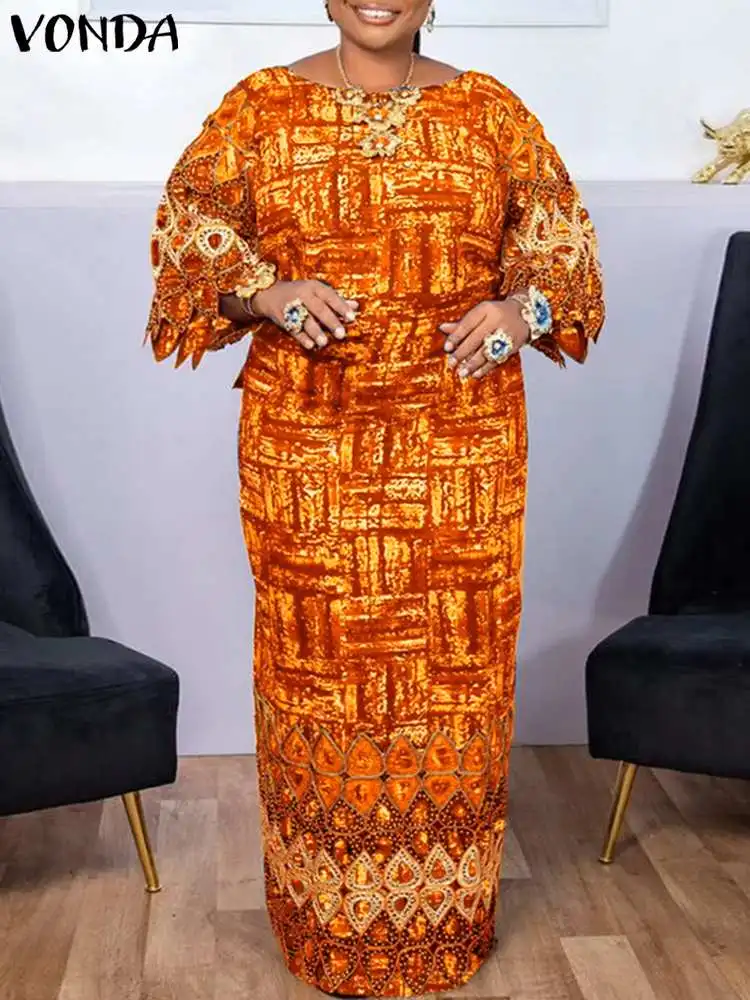 Женское летнее платье-макси с принтом свободного покроя