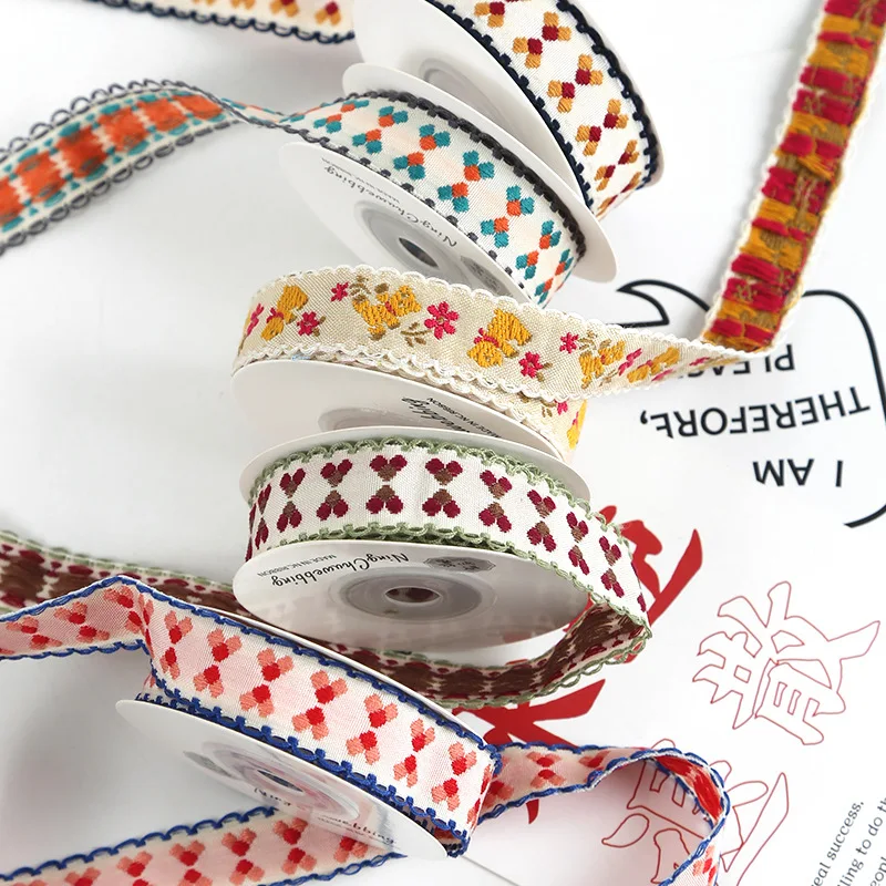 

4.5m Vintage Ethnic Embroidery Ribbon Lace Trim Edge Ribbon For Handmade DIY Hair Bow Clothes Bag Accessories Decoration Fabric