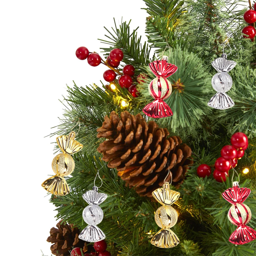 5/10 шт. рождественские пластиковые подвески-конфеты золотисто-красные украшения