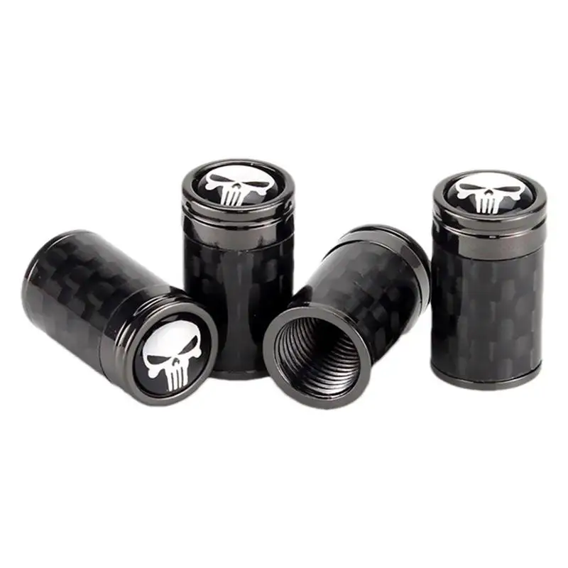 

Tire Valve Stem Caps Car Stem Covers With Black Skull Pattern Heavy-Duty And Airtight Seal Car-styling Accessories For Auto