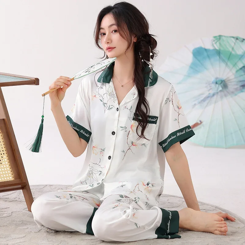 Женские летние шелковые брюки с короткими рукавами новая верхняя одежда в