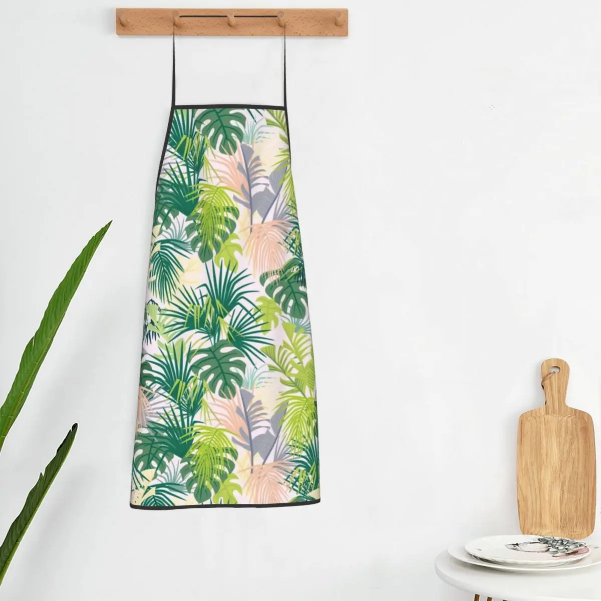 

Фартук тропический с принтом пальмовых листьев, модные кухонные аксессуары для барбекю и маникюра, домашние фартуки без кармана