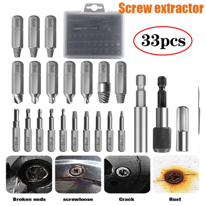 

Экстрактор для поврежденных винтов, набор сверл для демонтажа винтов, болтов, шпилек, скользящих Зубцов, инструменты для удаления сломанных