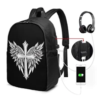 cross and wings usb backpack 17 in