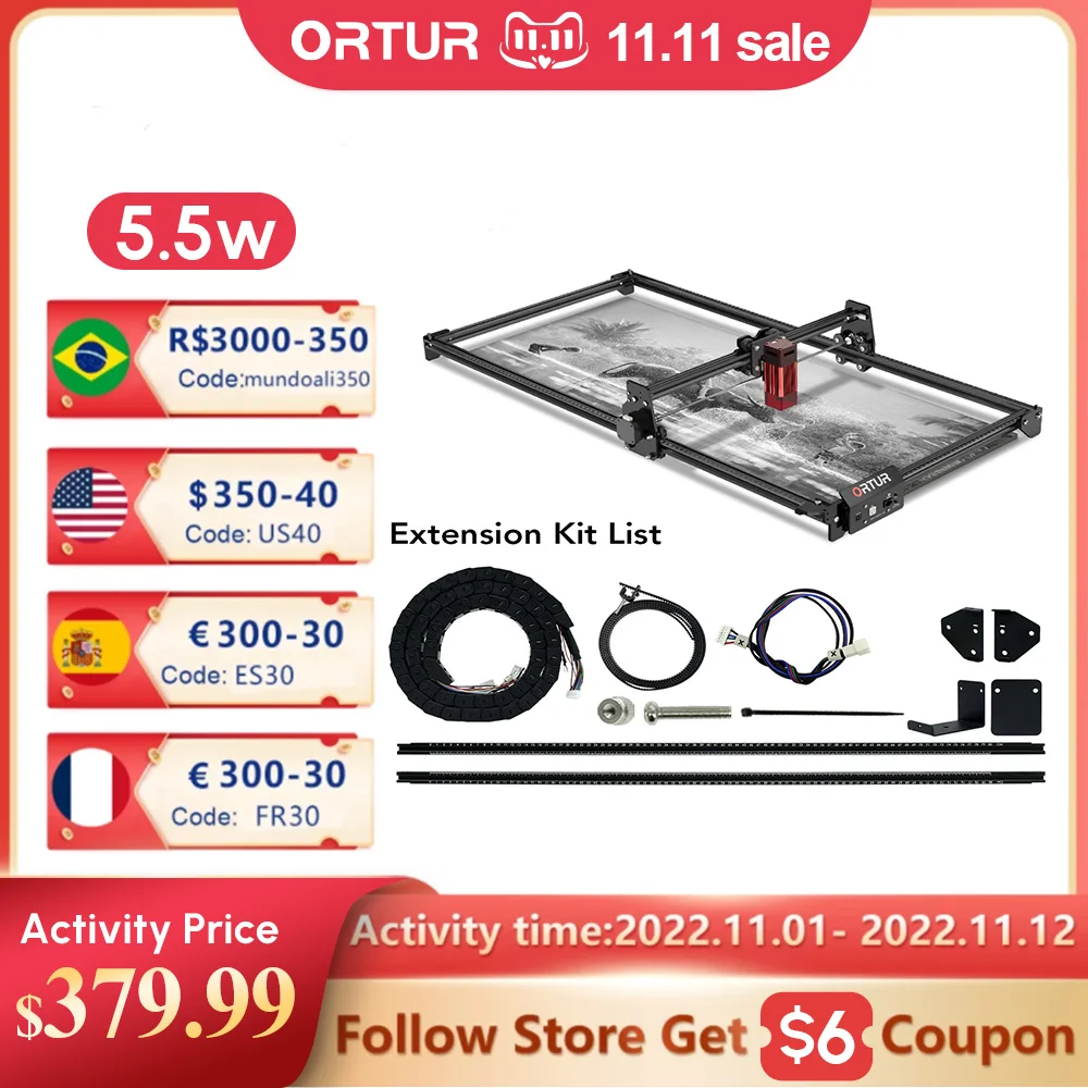 Лазерный Гравировальный режущий станок Ortur Laser Master 2 S2 LU2-4 SF 5 Вт точная лазерная