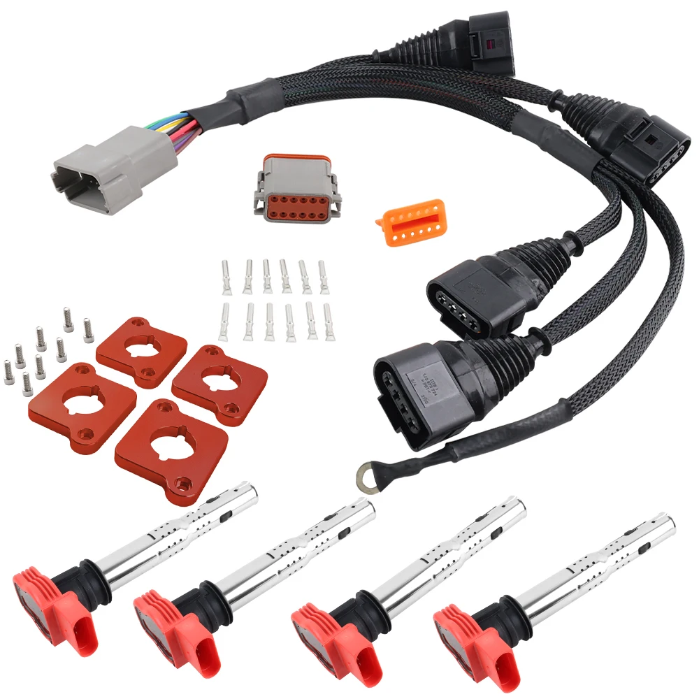 

Комплекты катушек зажигания + комплект жгутов преобразования и ICM для Audi A4 VW Passat B5 Golf Jetta 1,8 T до 2,0 T FSI R8