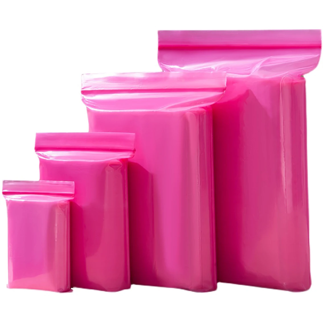 

100pcs 13 silk Pink PE Zip Lock Plastic Bags Reclosable Transparent Bag Tea Dried Fruits Powder Gifts Storage Packing Pouches