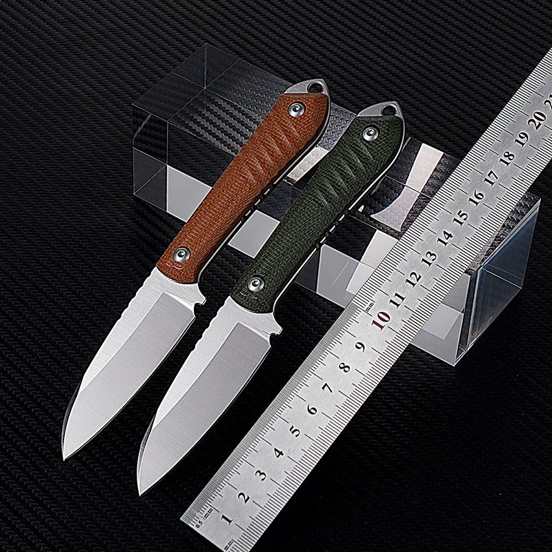 Прямая поставка 14C2 8N стальной льняной ручкой Походный нож с фиксированными