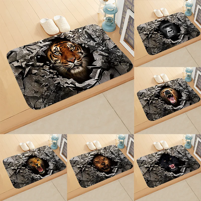 Коврик для входной двери нескользящий коралловый бархатный ковер с изображением