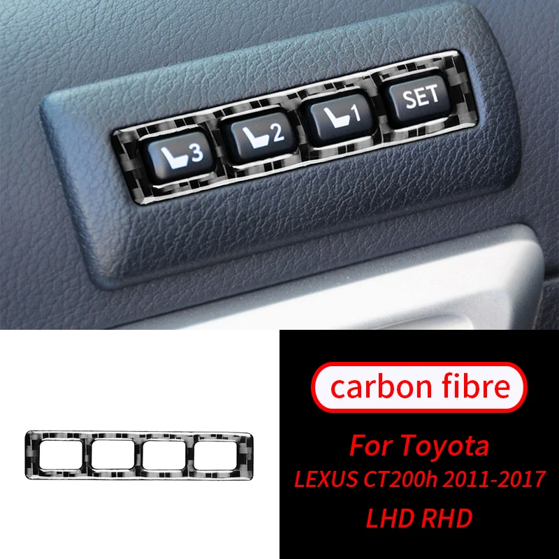 

For Toyota LEXUS CT200h 2011-2017 1Pcs Real Carbon Fiber Seat Position Button Sticker Trim Car Interior Accessories