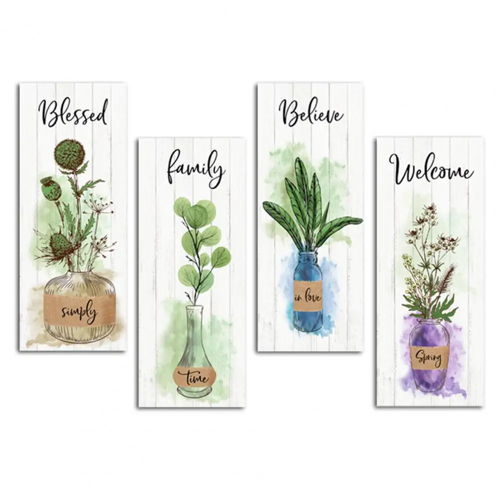 

Painting Home Decor Charming American Country Letter Plant Wooden Wall Decor Set of 4 Indoor Outdoor Hanging Tags for Home