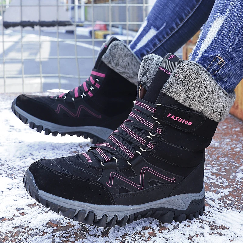 STRONGSHEN Winter Women Snow Boots Women Warm Fur Ankle Boots High-tops Female Non Slip Waterproof Boot Rubber Travel Shoes