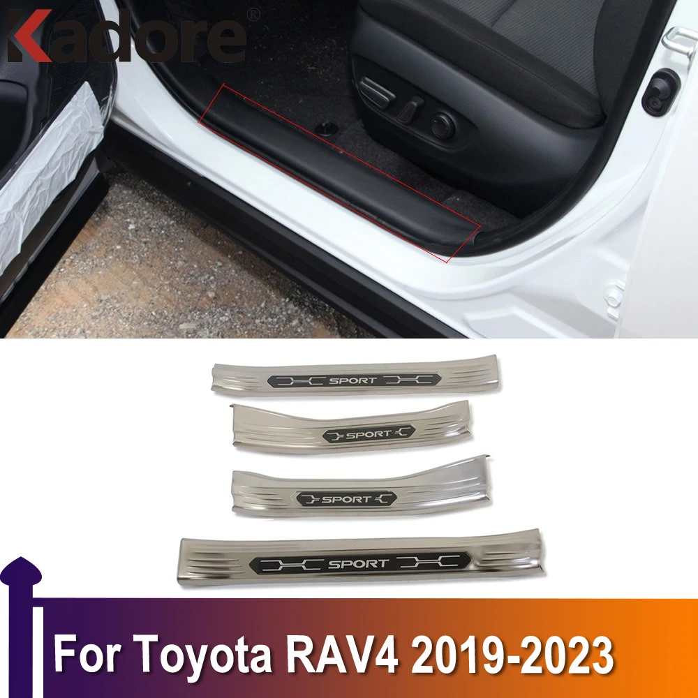 

For Toyota RAV4 RAV 4 2019 2020 2021 2022 2023 Interior Door Sill Scuff Plates Doors Sills Protectors Car Thresholds Sticker