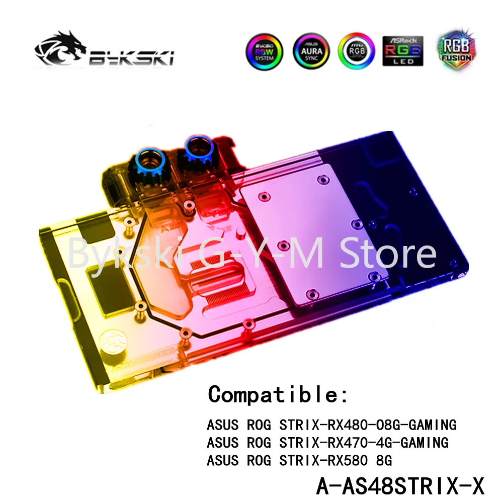 

Bykski Full Cover GPU Water Block For ASUS ROG Strix RX 480 O8G GAMING/470 4G GAMING ,RX 580/590 O8G,GAMING ,A-AS48STRIX-X