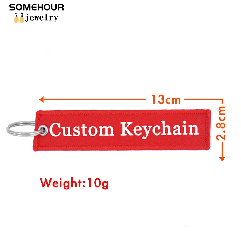 SOMEHOUR Customized Embroidery Text Logo Keychain Personalized OEM Keyring Jewelry Aviation Gifts Tag Holder For Motorcycle Bag