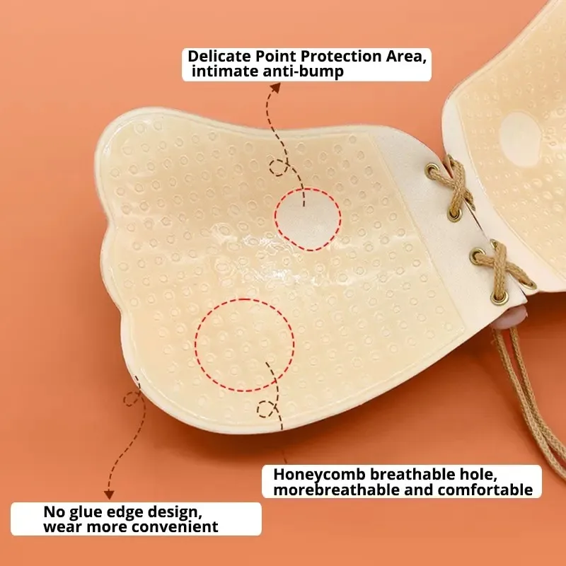 Невидимый Бюстгальтер Без Бретелек Со Сборной Веревкой На Груди Свадебное