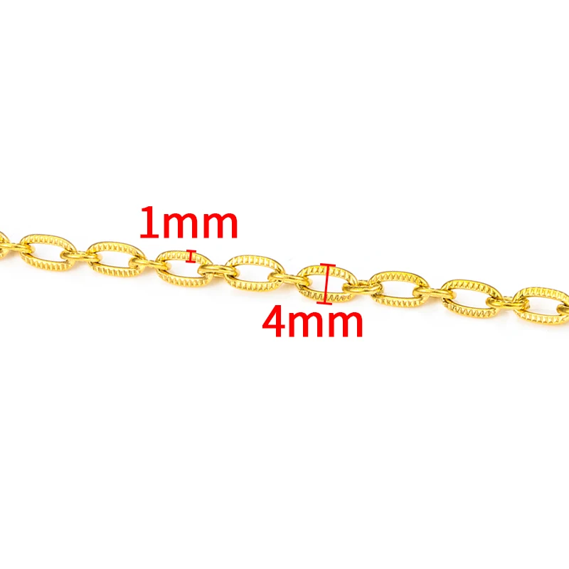 1Meters Stainless Steel Pressing Mark Chains Plated 18K Gold Jewelry Making Supplies DIY Men Women Necklace Bracelet Findings