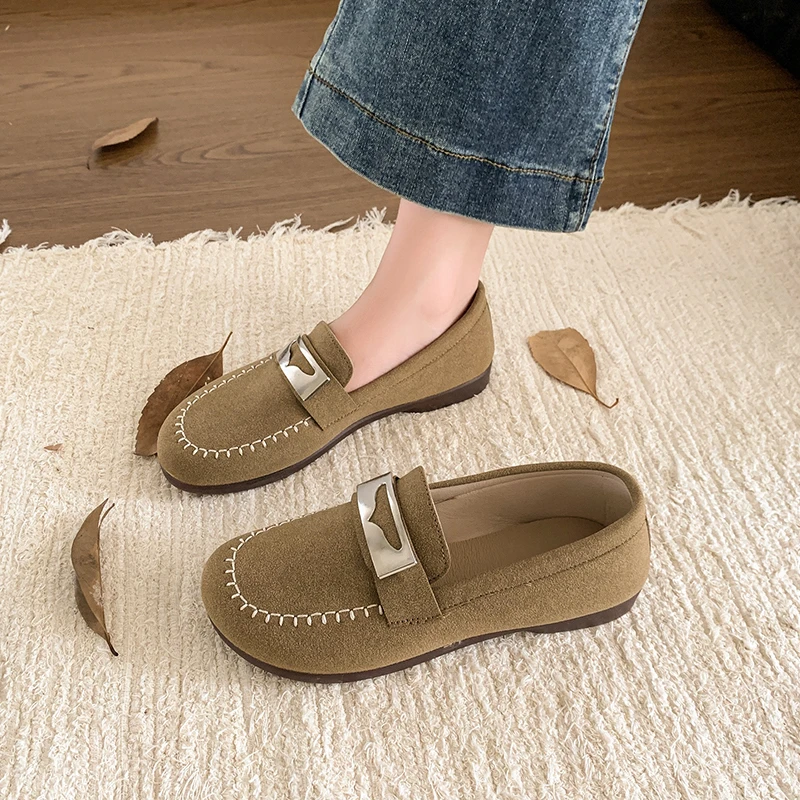 Европейская и американская замшевая женская обувь 2024 осень зима новые