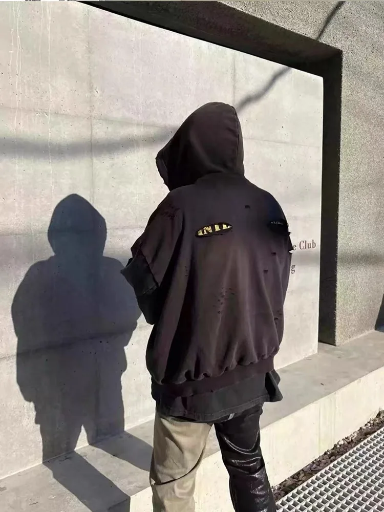 GZ LEARL Корейский бренд Модная уличная негабаритная толстовка с капюшоном на