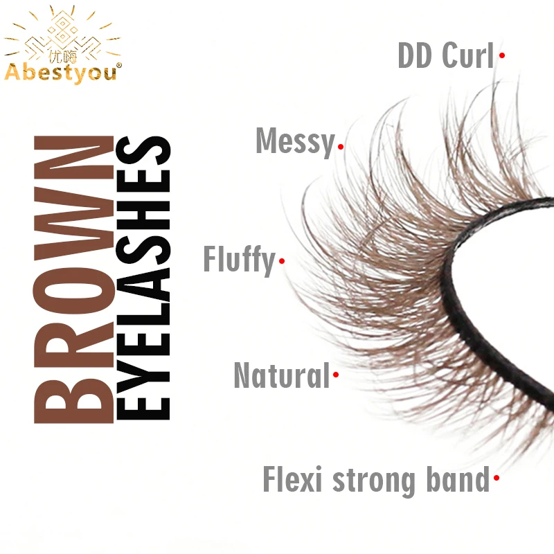 Abestyou 6 пар D Curl Full Strip Короткие Натуральные 5d Пушистые Темно-Коричневые Цветные