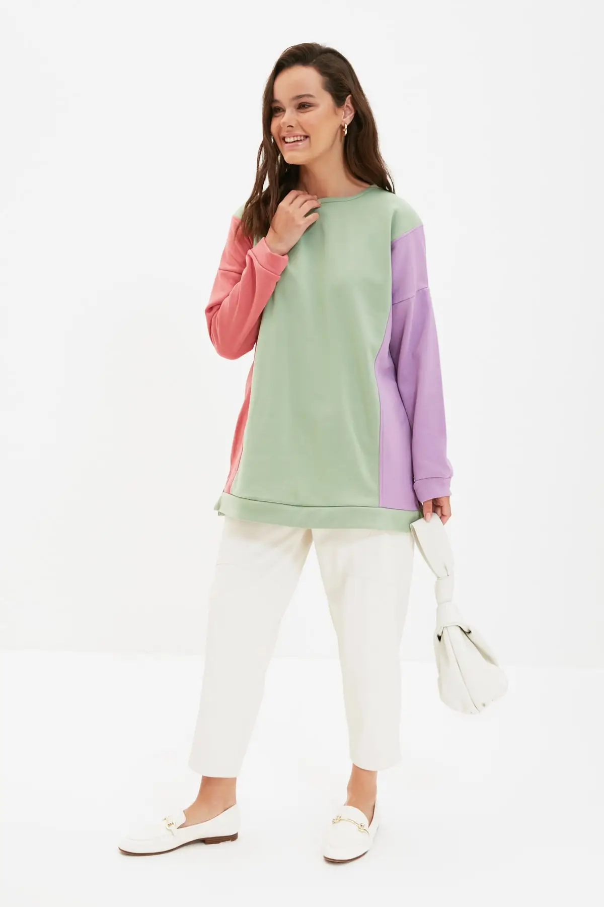 

Trendyol Bike Collar Color Block Knitted Sweatshirt TCTAW22TW0171