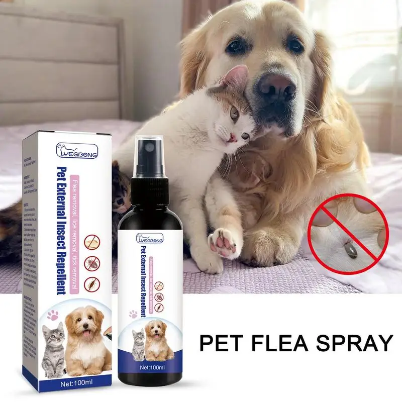 

Pet Tick Spray 100ml Pet Cat Fur Flea Tick Spray Natural Plant Essential Repels Sprayer For Pets Home Cat Dog Fleas Eliminator