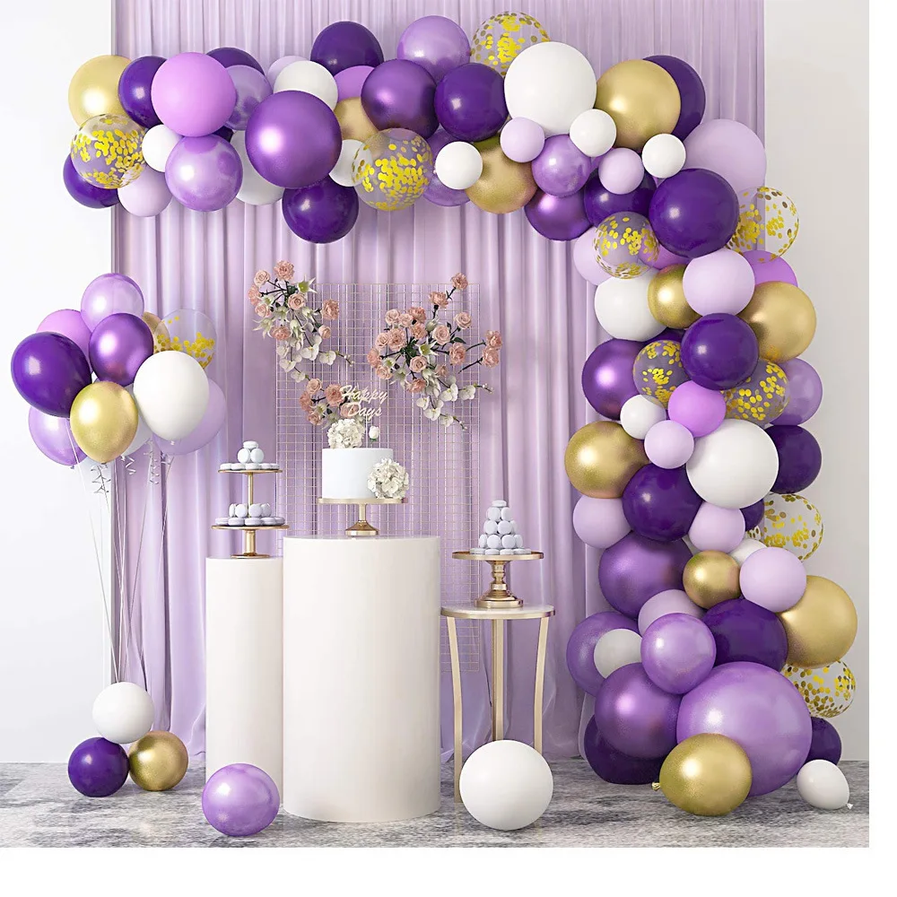 

Macaron Purple Balloons Garland Chain Wedding Birthday Decoration Pearl White Macaron Lilac Ballon Arch DIY Baby Shower Decor