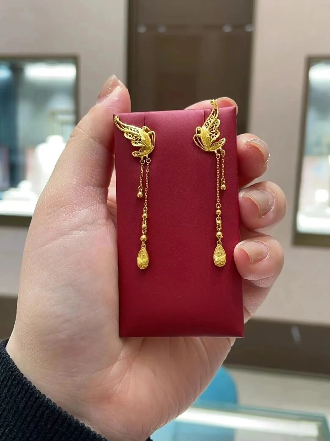 24K Золотой Цветок Шелковые Висячие Серьги Женщины Бессмертный Темперамент