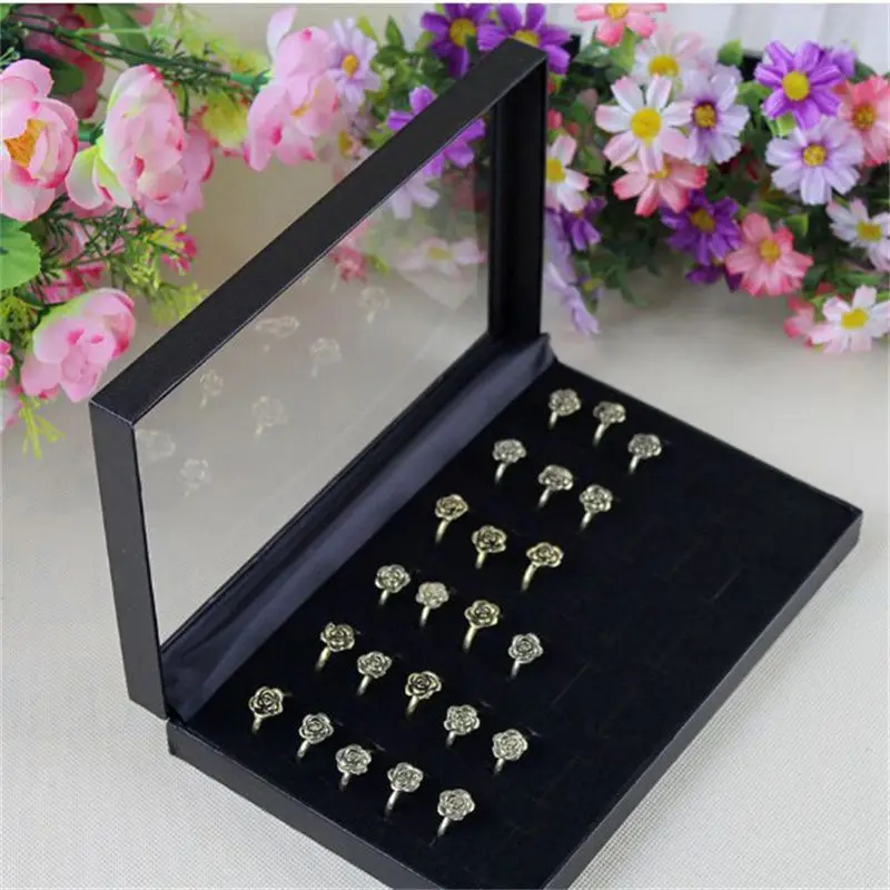 

Бархатный стеклянный поднос для демонстрации колец, контейнер для хранения сережек, органайзер для ювелирных изделий, чехол