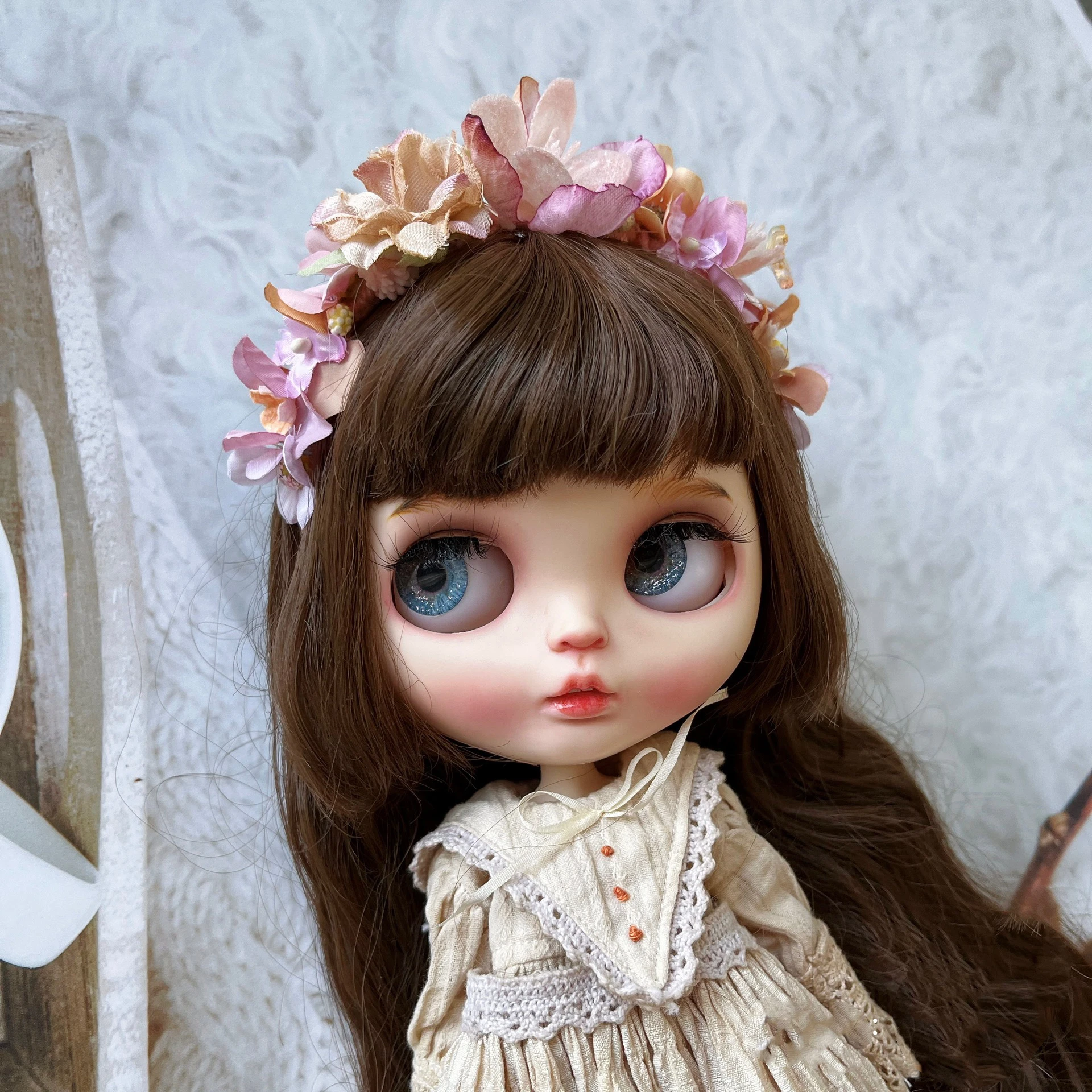 

Blythe ornament handmade Vintage wreath Headband 1/6 30cm BJD anime girl (Fit for qbaby，Pullip,Ob24, Licca)
