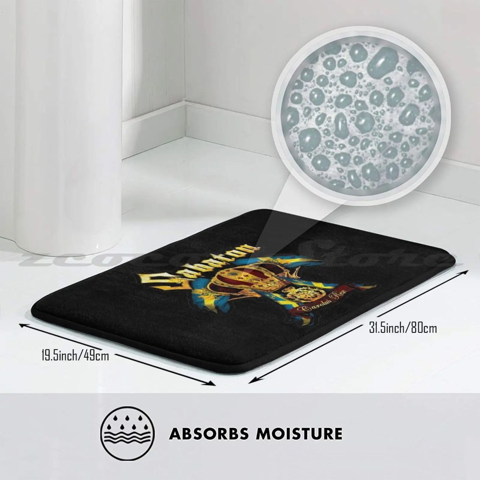 Коврик для входной двери Carolus Rex Heavy Sabaton Metal Tee Mat, нескользящий, мягкий, впитывающий воду, музыкальный, поп-песня, темная группа.