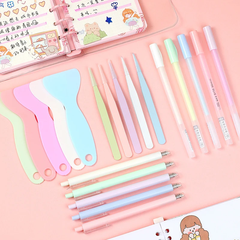 

4Pcs/Set Tweezers Glue Pen Carving Knife Journal Tools Kit For Scrapbooking DIY Hand Account Supplies Creative Art Craft Work