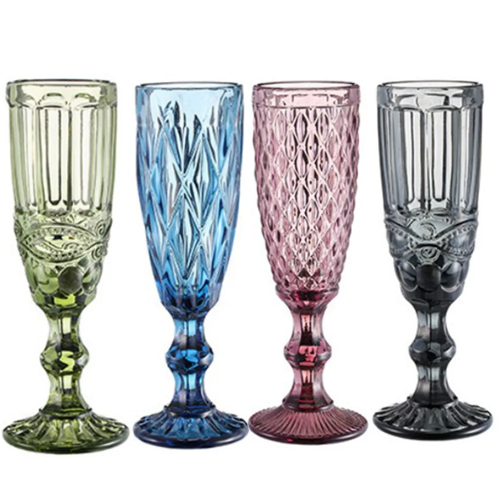 

Colorful Vintage Goblet Champagne Wine Glasses Cup Cocktail Whiskey Cups Crystal Sculpture Juice Beer Glass 150ml wine goblet