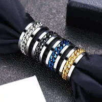 2022 cool stainless steel rotatable men couple ring for men spinner chain rotable rings punk women man party jewelry