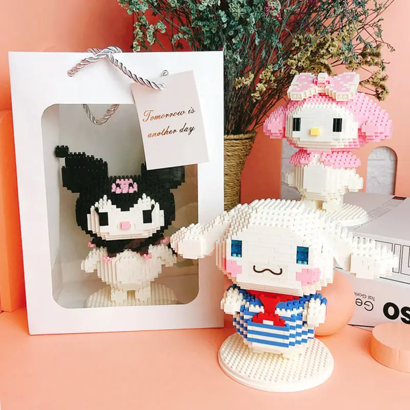 

Совместимые строительные блоки Kuromi для мальчиков и девочек, сборка мелодии, строительные блоки, игрушки, пазл, частицы, Коричный пазл, подар...