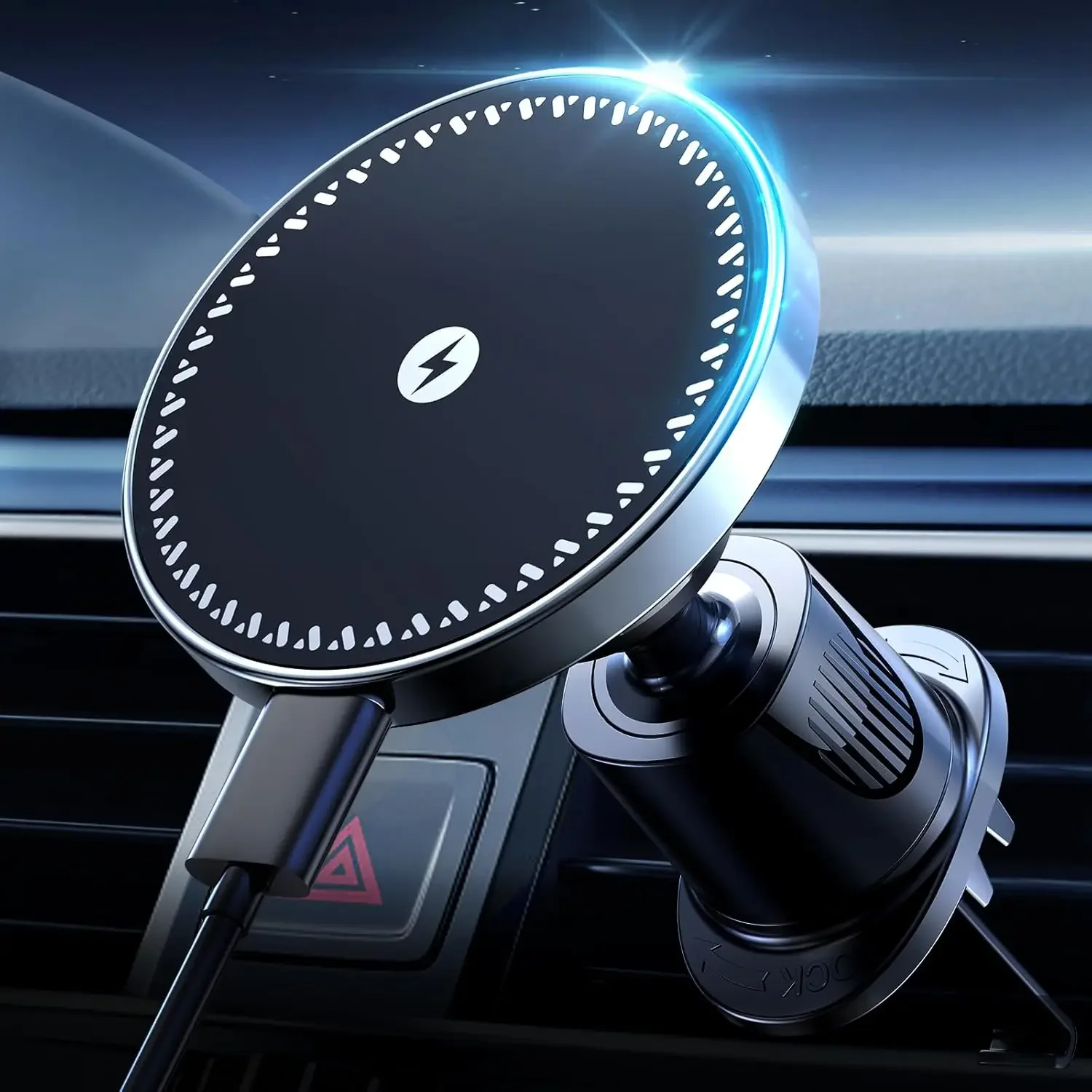 UYUXIO Magnetic Wireless Car Phone Charger Adapter 15W Air Vent Holder for iPhone 16 15 14 13 12 Pro Max Plus