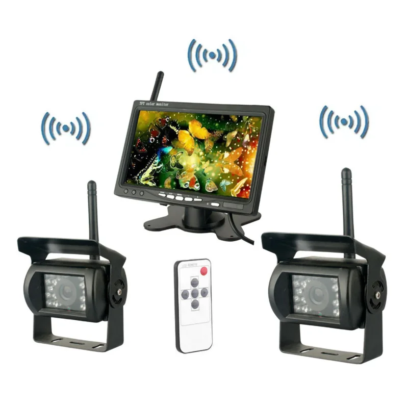 

7Inch Monitor Wireless Rear View Backup Camera Night Vision System for Car RV Truck Bus
