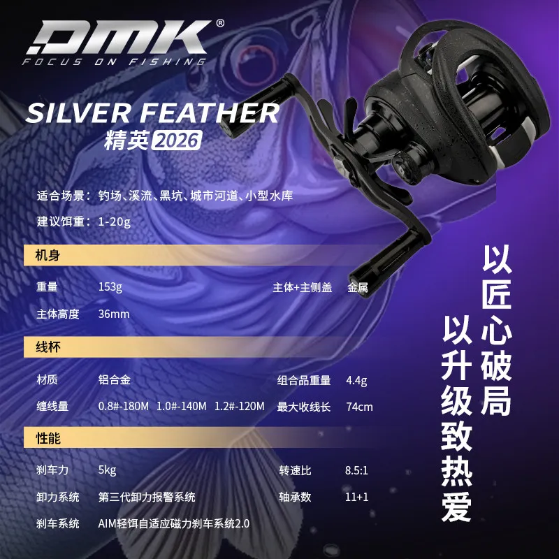 Фото Новая катушка ZGLY DMK 26 Silver Feather Elite для бейткастинга: легкая, для микроприманок, дальнего заброса, для точной ловли баса и форели №3