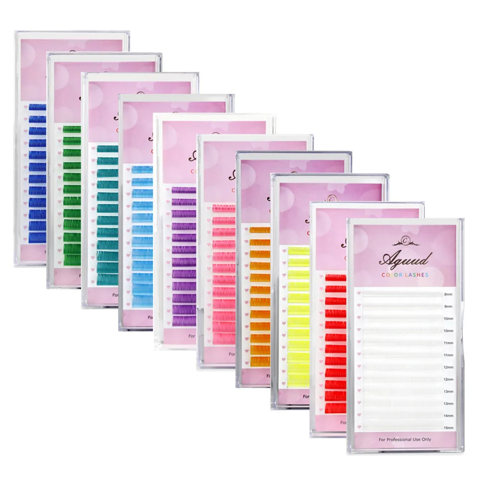 Ed Lashes Purple Blue Green Red White Pink Yellow Brown Colorful Individual Eyelash Extensions Colored Eyelashes