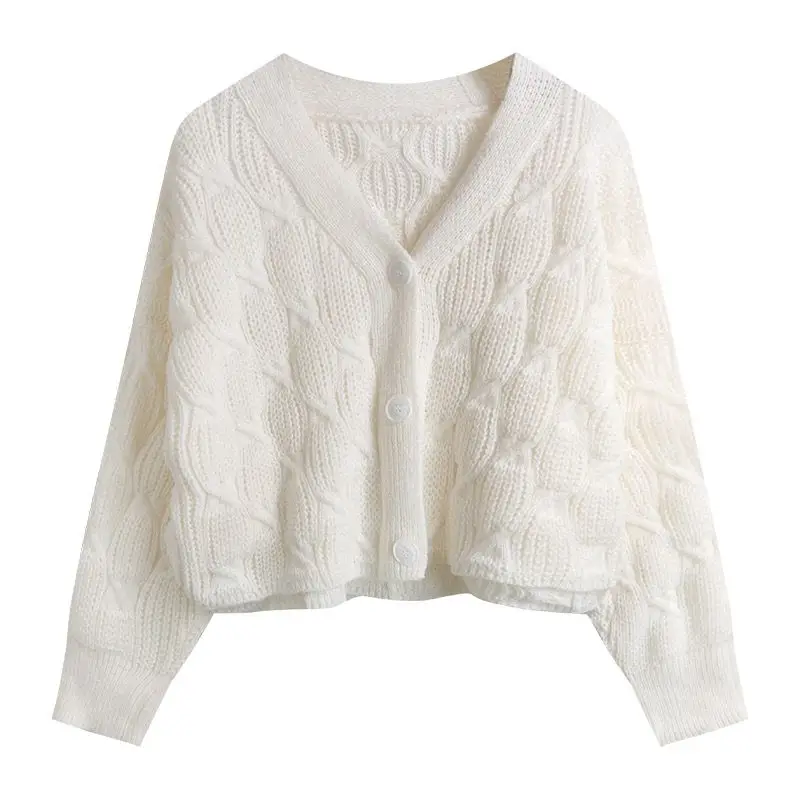 

PERHAPS U Women Causal Street Knitted Hollow Out Loose Batwing Sleeve Single Breasted Sweater Oversized Cropped Cardigan M3984