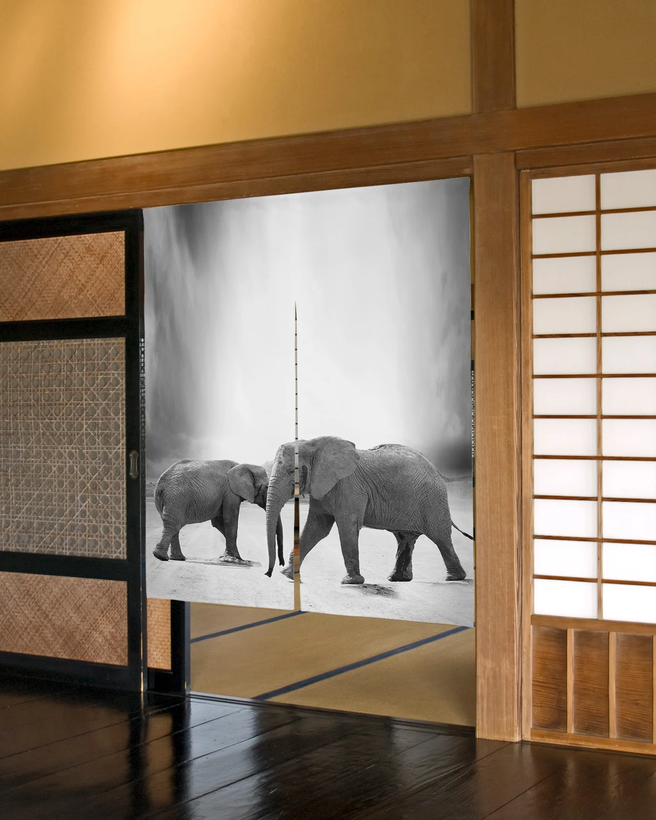 Слон градиентный серый дверной занавес в японском стиле для спальни перегородка