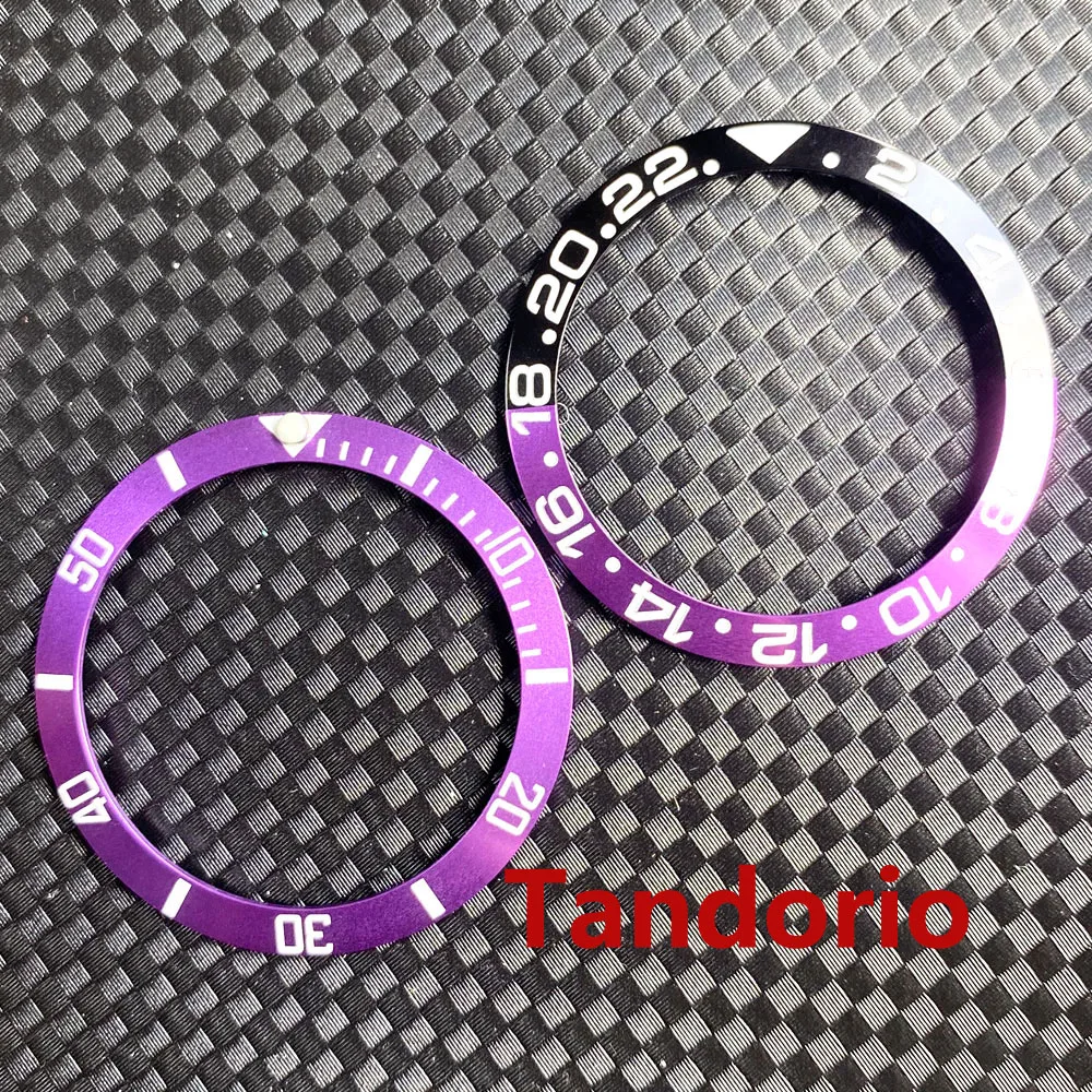 For Automatic Men Watch 38mm Bezel Ring Insert Watch Parts Black Purple/Purple Alloy Bezel Fit 40mm PARNIS Bliger Case
