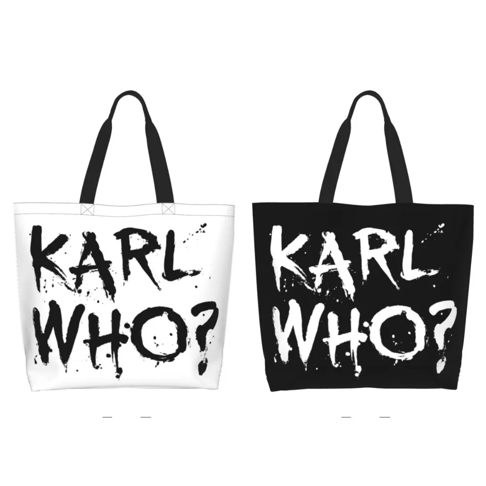 

Stylish Woman Slogan Karl Who Big Shopping Bag Large Capacity Merch Grocery Bag