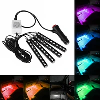 led rgb atmosphere strip light car foot light ambient lamp with wireless remote control automotive interior decorative lights