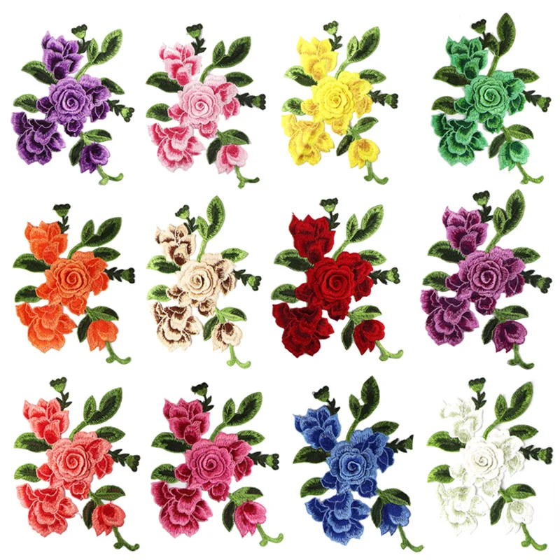 

1 Pair 3D Flowers Embroidered Cloth Patch Repair For Women Cloth Decoration Applique Chinese Style 22x16CM