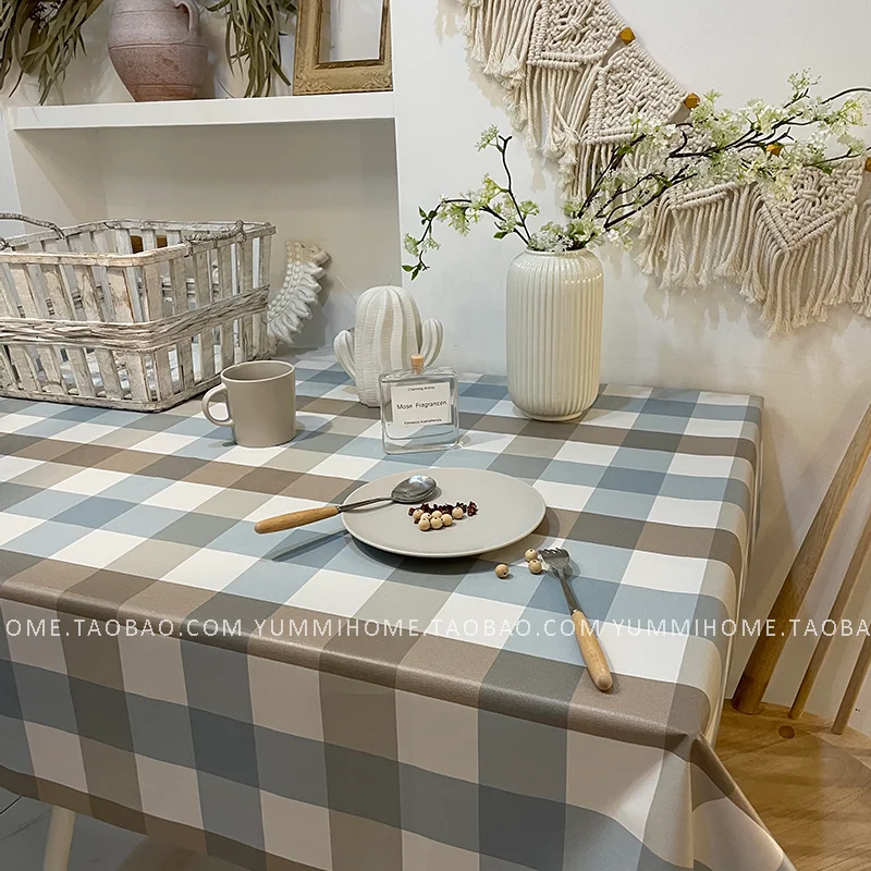 

Simple plaid tablecloth PVC student desk